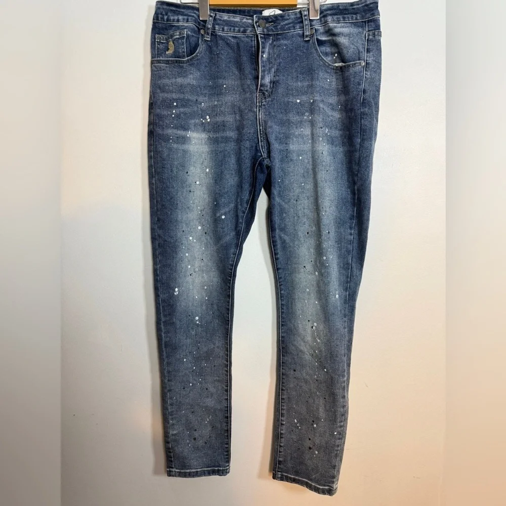 Kuwallatee Blue Paint-Splatter Denim Jeans Men’s Size 36